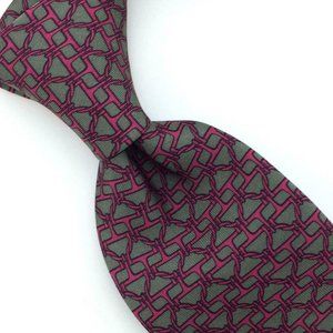 Hermes Paris Tie Dark Gray Red Interlock Vintage